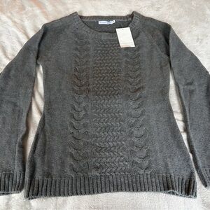 ALFRED SUNG Charcoal Cable Knit Sweater